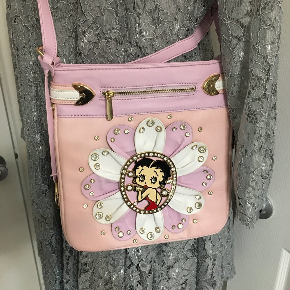 Betty Boop Pink 10x10 Crossbody Purse - Floral Last One NWT